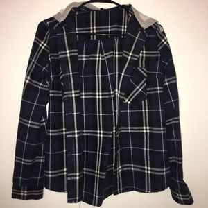 Blue hooded flannel